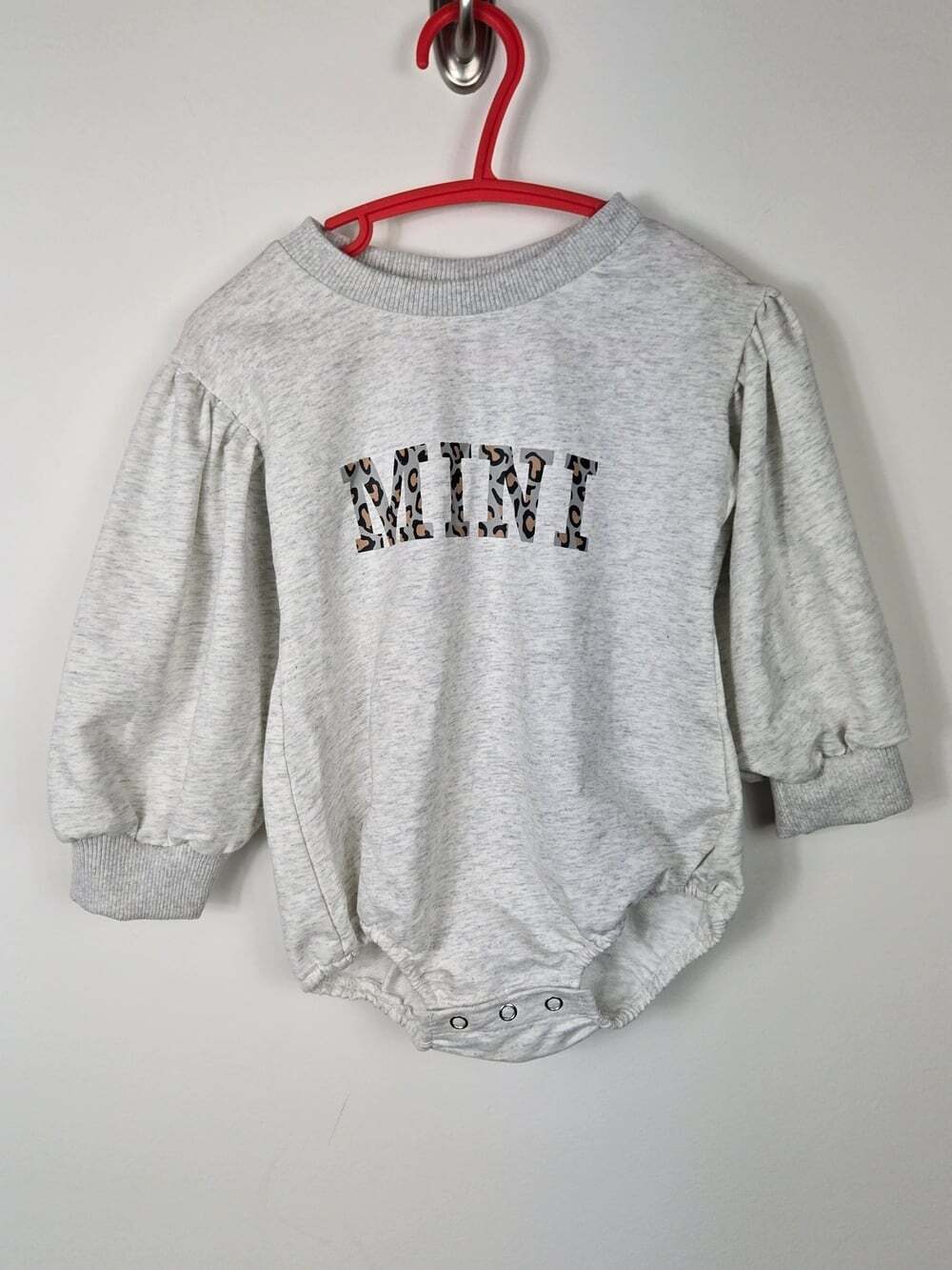 Mini Leopard Print Bodysuit 100 (3T) Gray Long Sleeve Sleeve Baby Toddler Romper